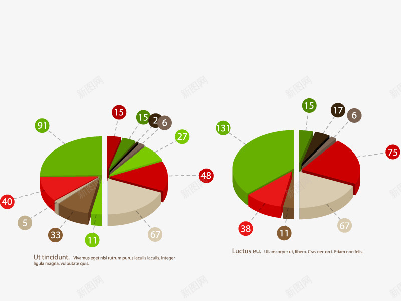 饼型图矢量图ai免抠素材_88icon https://88icon.com 3D 漂亮 高清 矢量图