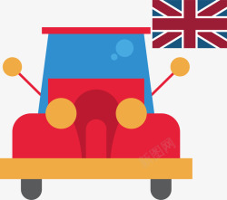 英国老爷车不规则图形英国旅游装饰国旗老爷矢量图高清图片