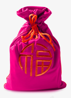 紫色福字绣花荷包钱袋装饰图案素材