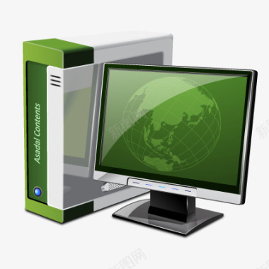 台式电脑绿色的台式电脑图标图标