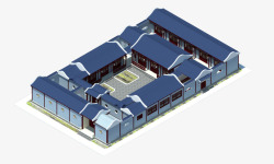 3d仿古门头3D四合院高清图片