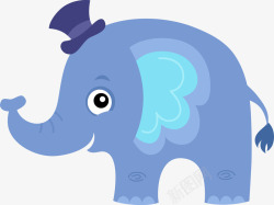 蓝色卡通大象装饰图案素材