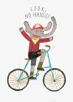 卡通大象骑自行车素材