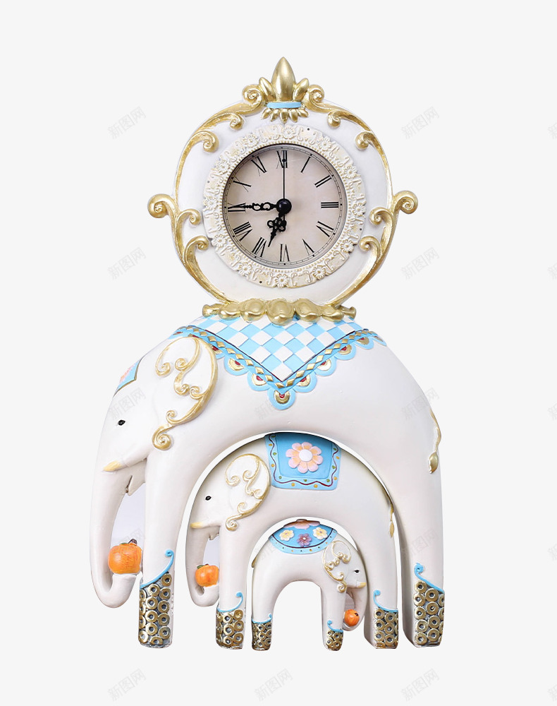 欧式大象时钟摆件png免抠素材_88icon https://88icon.com 产品实物 创意家居装饰品 台钟 大象立式时钟 座钟 欧式台钟 表工艺摆件