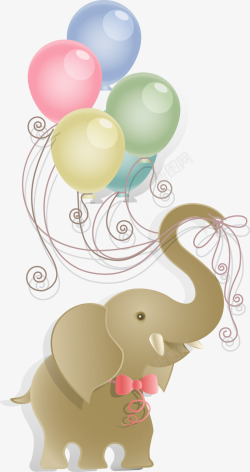大象拿着气球卡通素材