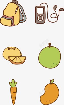 矢量图标集合卡通开学书标UI集合矢量图图标高清图片