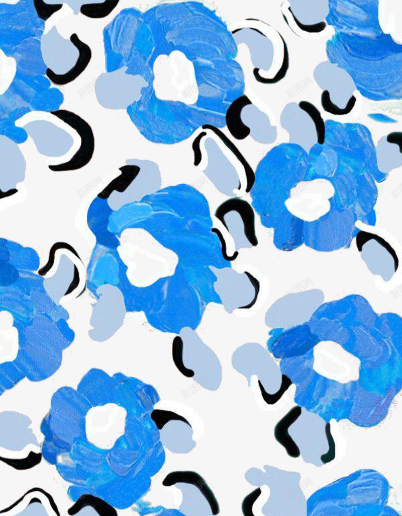 创意手绘蓝色水粉花朵png免抠素材_88icon https://88icon.com 写意 创意 创意手绘 水彩 水粉 蓝色花朵