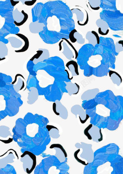 创意手绘蓝色水粉花朵素材