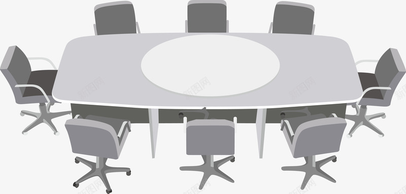 会议室桌椅png免抠素材_88icon https://88icon.com 桌子 椅子 灰色
