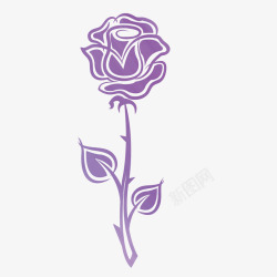 手绘淡紫色玫瑰花矢量图素材