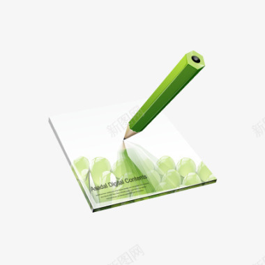 扁平化ui主题绿色质感铅笔图标图标