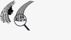 手绘轮胎印与放大镜素材