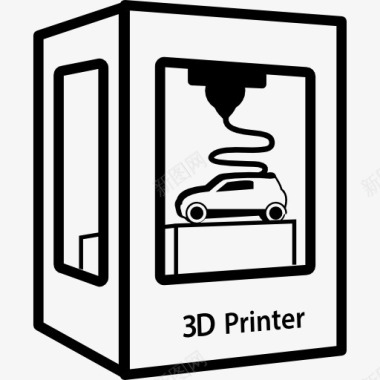 3D概念3D打印机打印一个汽车图标图标