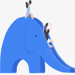 蓝色大象滑滑梯素材