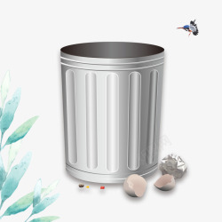 环保勿扔垃圾灰色垃圾桶素材