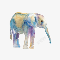 水彩手绘的大象素材