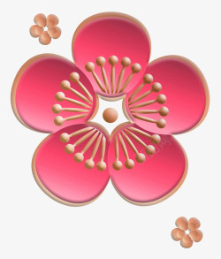 华丽喜庆新年粉色花朵装饰小物免素材