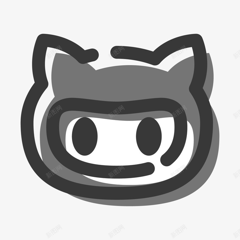 灰色手绘小猫元素矢量图ai免抠素材_88icon https://88icon.com 卡通插画 小猫 扁平化 手绘 灰色 眼镜 耳朵 矢量图