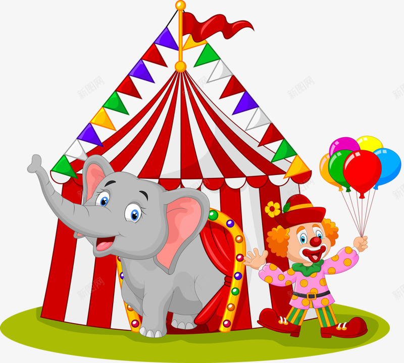 小丑与大象png免抠素材_88icon https://88icon.com joker 大象 大象扮演 小丑 马戏团 马戏团棚子