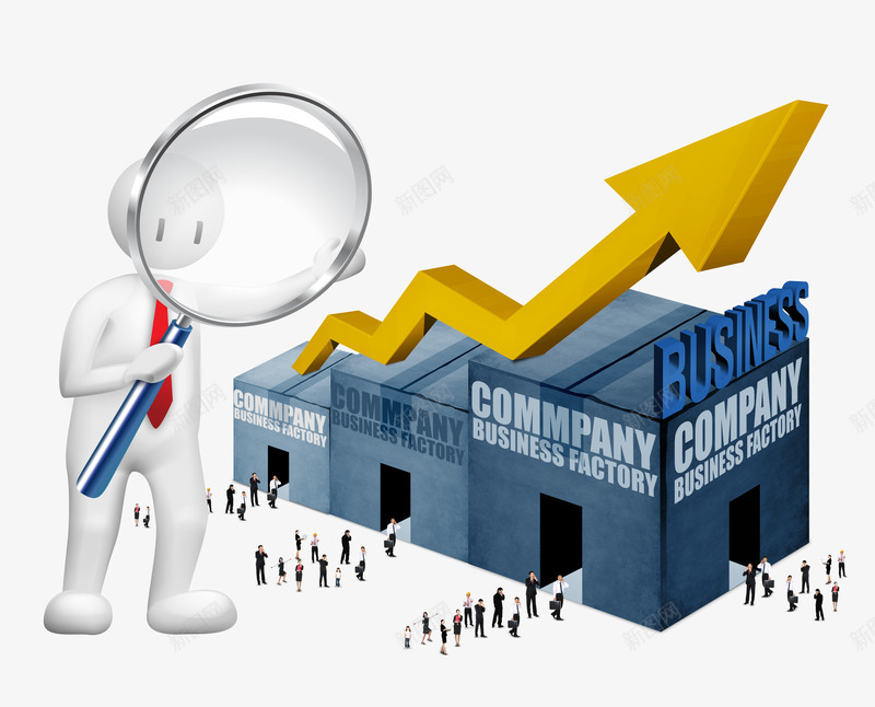 3D箭头指示png免抠素材_88icon https://88icon.com 3D箭头 png图片素材 人物 免费png 商务人才 放大镜 科技