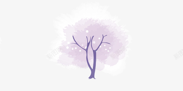 水墨桃花树水墨紫色清新浪漫树图标图标