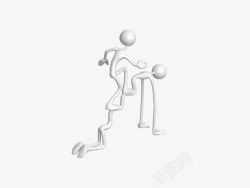 踩人梯的3d小人素材