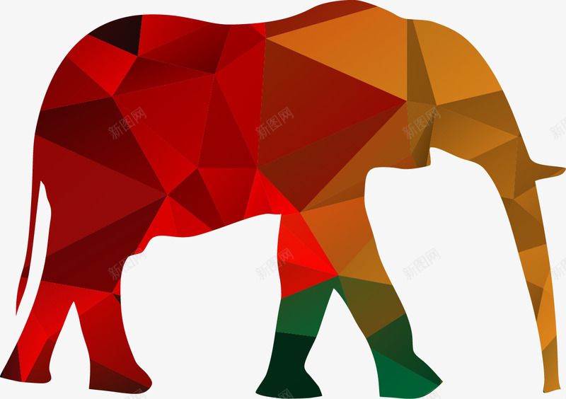 多边形组成的大象图案矢量图ai免抠素材_88icon https://88icon.com 动物 多边形 大象 矢量图