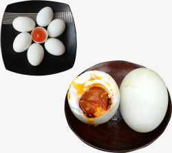 两盘土鸭蛋蛋黄熟食素材