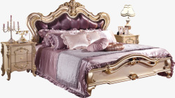 紫色欧式家具大床素材
