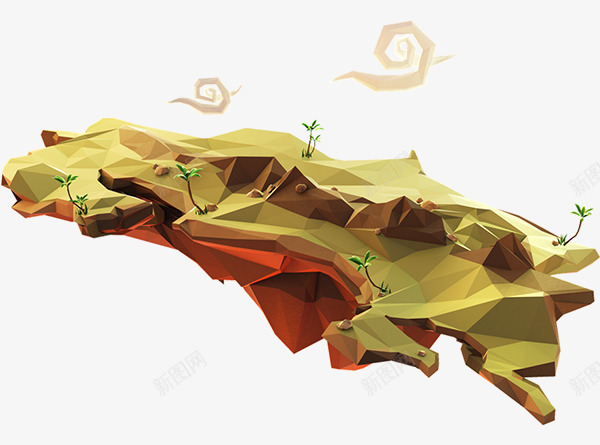 不规则金色山地模型游戏png免抠素材_88icon https://88icon.com 不规则 山地 模型 游戏 金色