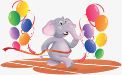 卡通大象跑步气球素材