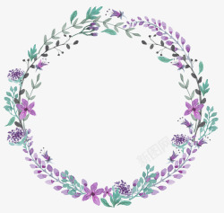 紫色清新花圈装饰图案素材