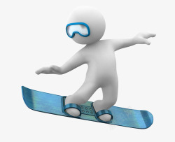 带眼镜的滑板3D小白人素材