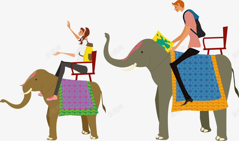 手绘骑大象的人矢量图ai免抠素材_88icon https://88icon.com 手绘 旅游 骑大象的人 矢量图