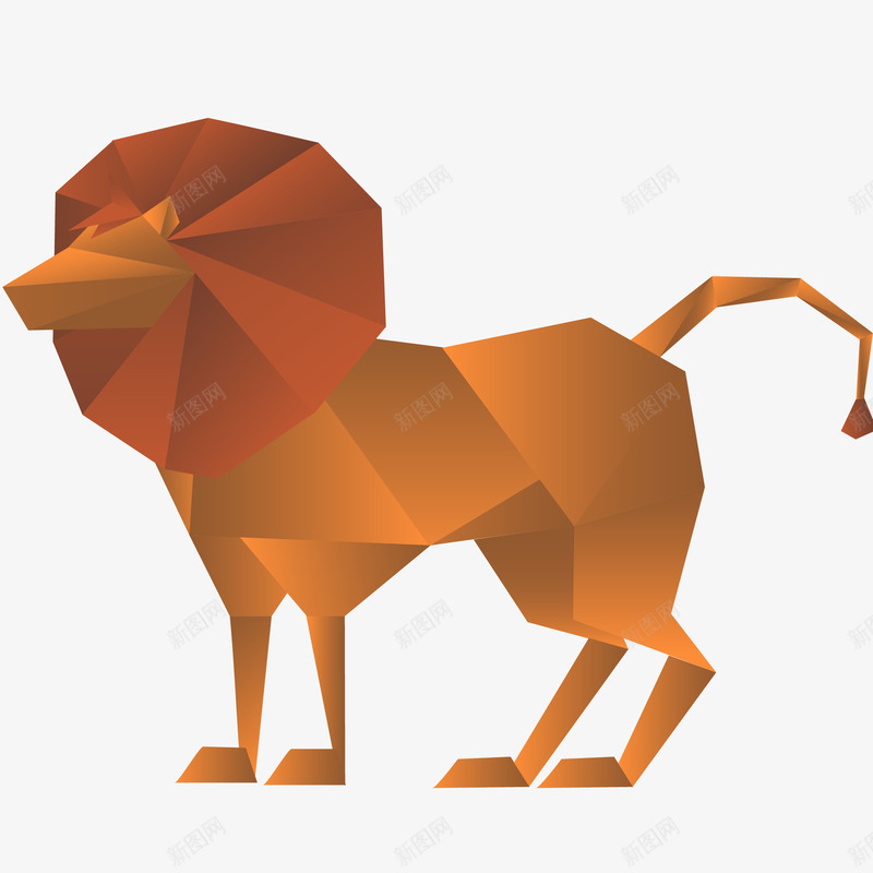 创意折纸风狮子插画矢量图ai免抠素材_88icon https://88icon.com 3D立体 免抠PNG 创意折纸风狮子插画 动物 卡通狮子 折纸动物 矢量图