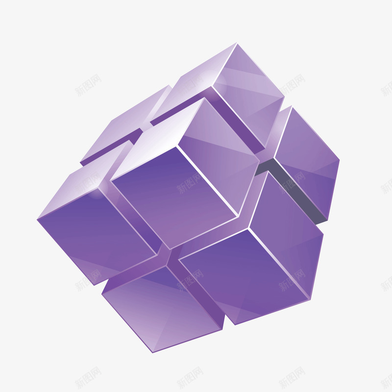 紫色二阶魔方方体矢量图ai免抠素材_88icon https://88icon.com 二阶魔方 方体 紫色 矢量图