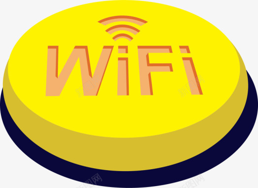 无线网黄色按钮式wifi信号格图标图标