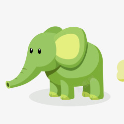 手绘动物绿色大象矢量图素材