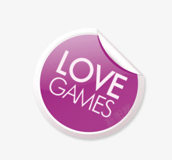 紫色七夕情人节LOVEGAMES促销标签素材