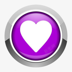 紫色科技感爱心按钮素材