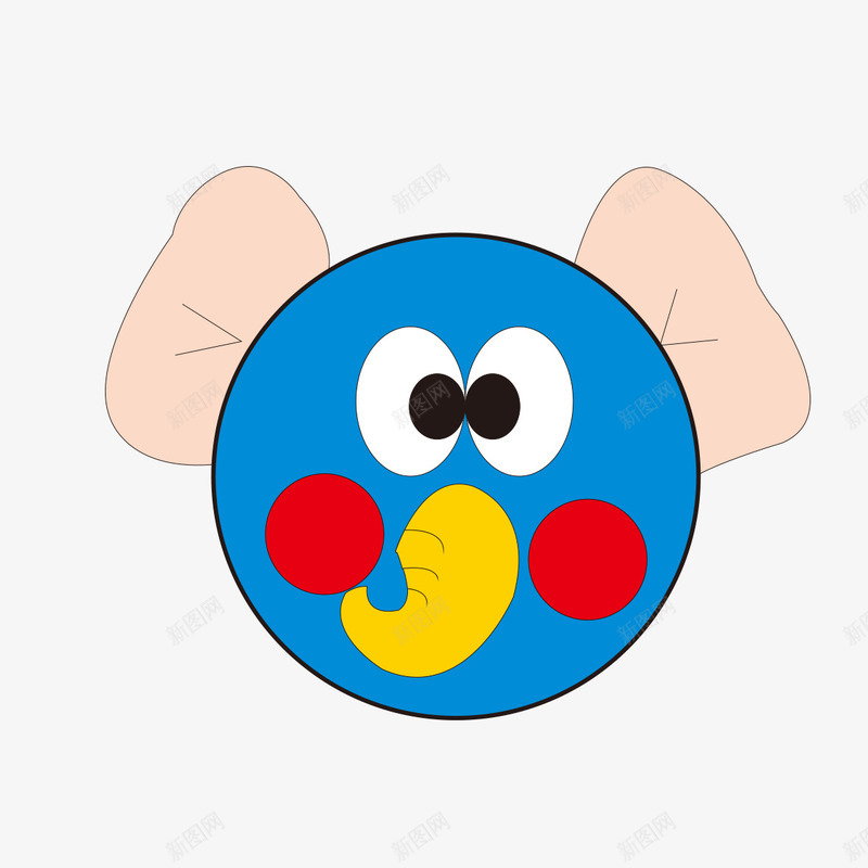 蓝色圆圆的大象脸png免抠素材_88icon https://88icon.com 圆圆的 大象 脸盆 蓝色