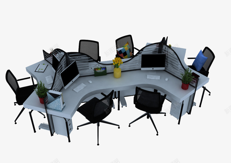 办公桌椅png免抠素材_88icon https://88icon.com 3D设计 办公 办公桌椅平面 材质 桌椅 植物 模型 电脑 设计 隔断