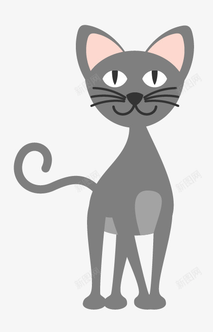灰色猫咪png免抠素材_88icon https://88icon.com 一只 卡通 可爱 尾巴 手绘 灰色 猫咪 胡须