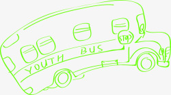 绿色创意校园巴士素材