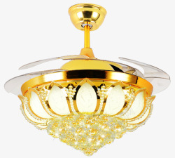 金色风扇欧式客厅水晶隐形风扇灯高清图片