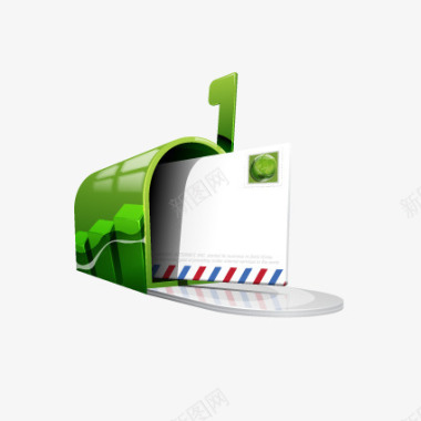 手游UI绿色质感邮箱图标图标