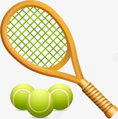 卡通挂球网球拍图标图标