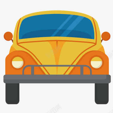 橙色PNG黄色扁平汽车矢量图图标图标