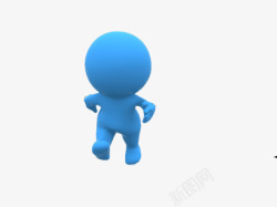 蓝色创意3D奔跑的小人素材