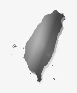 灰色立体台湾地图素材